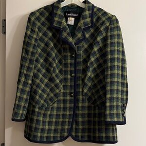 Green Plaid Women's Jacket, Size 46